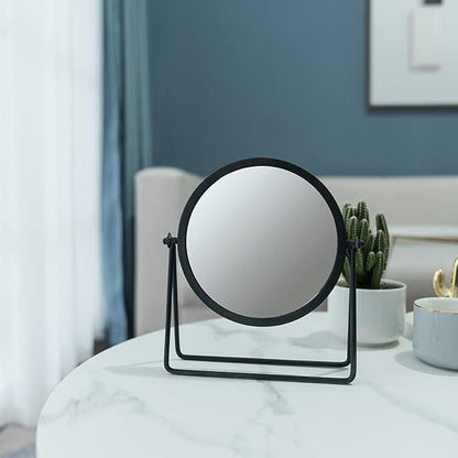 LONGSHENG - SINCE 2001 - Vintage Metal Cosmetic Mirror - Round Beauty Mirror - 6.49 inch for Dresser Vanity Table Desk - Black