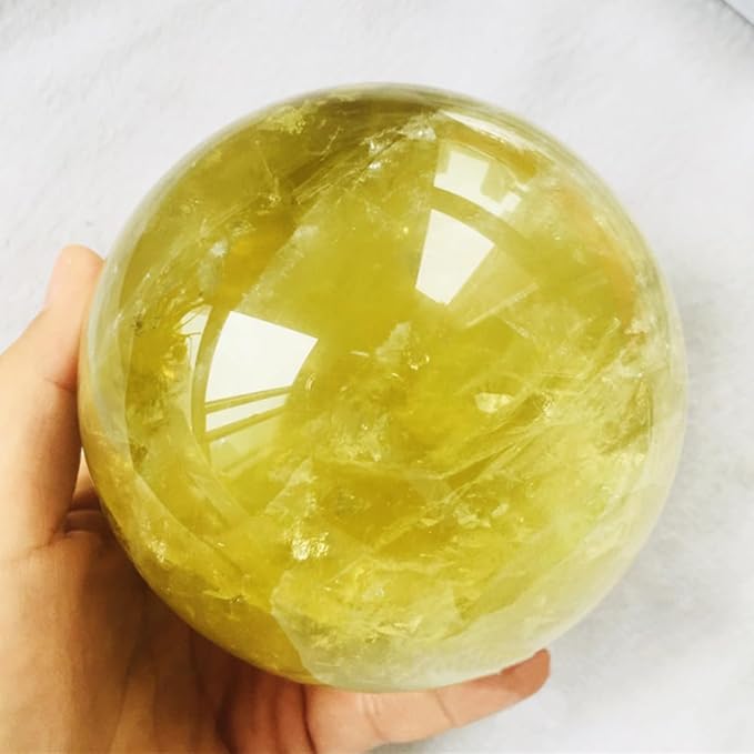 5-6cm/1.96-2.36inch Topaz Ball Polished Natural Yellow Crystal Sphere Decorative Sphere Healing Crystals Ball Healing Stone Crafts Home Decor Ornament Gifts (Topaz, 50-60mm)