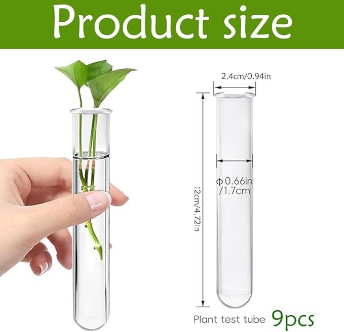 FineInno 9Pcs Acrylic Clear Test Tubes for Vase Resin Mold, Transparent Test Tubes for DIY Plant Propagation Station,Flower Holder, Resin Crafts Home Decor