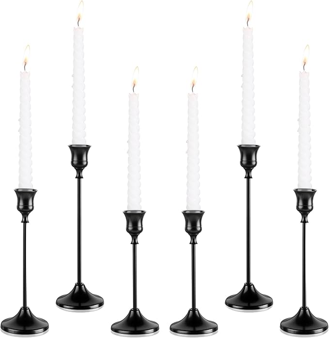 Candlestick Holders, 6PCS Metal Taper Candle Holder, Black Candle Holders for Candlesticks, Candle Holder for Wedding Fireplace Mantel Housewarming Gift