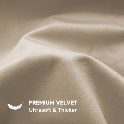 QUORGVES Beige Velvet Pillow Covers 20x20 Inch Set of 2, Soft Solid Decorative Square Throw Pillow Covers, Decor Cushion Covers for Bed Sofa Couch Bedroom Living Room
