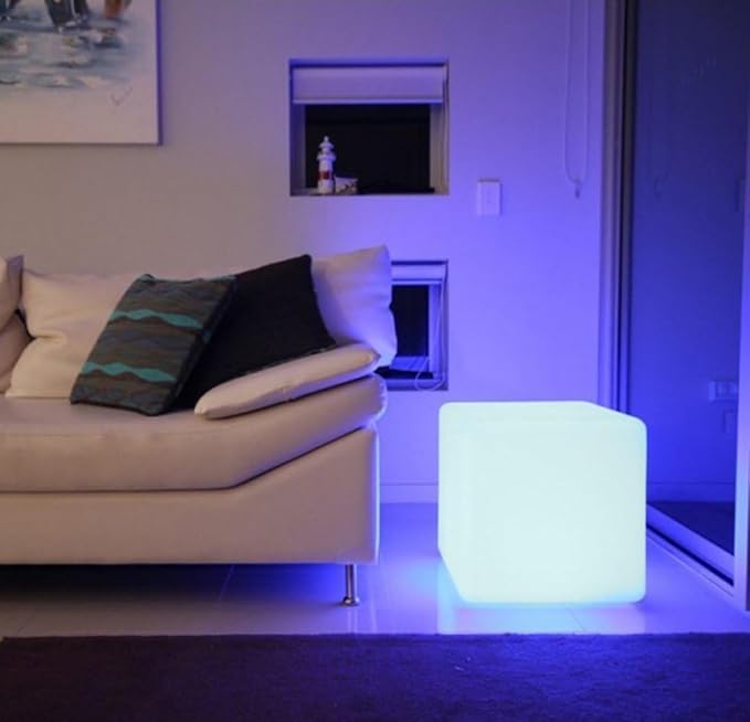 14 inch Versatile LED Cube Light Chair, Rechargeable Light Cubes Table w/Remote, RGB Color Changing Night Light Cube, IP65 Waterproof Lighted Cubes Stool Mood Lights for Kid Home Garden Patio Party