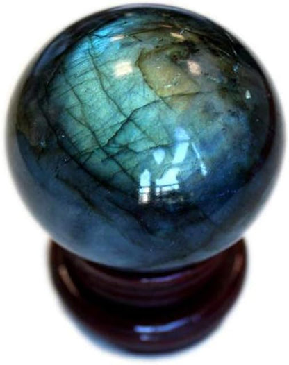 Natural Healing Crystal Labradorite Gemstone Sphere Ball 70mm for Reiki Balancing Meditation Energy Home and Office Decoration (7cm, Labradorite)