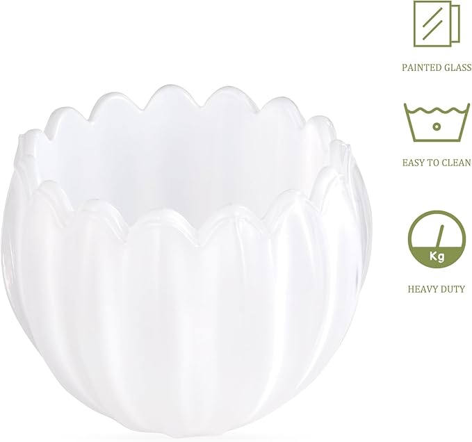 Tulip Lamp Shades Replacement, 5" Dia. * 4.25" H White Glass Sconce Shade Heavy and Thick for Wall Sconces Pendant Lights Ceiling Lights Chandelier, 2 Pack