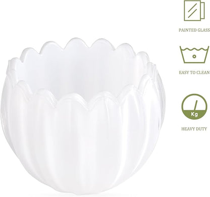 Tulip Lamp Shades Replacement, 5" Dia. * 4.25" H White Glass Sconce Shade Heavy and Thick for Wall Sconces Pendant Lights Ceiling Lights Chandelier, 2 Pack