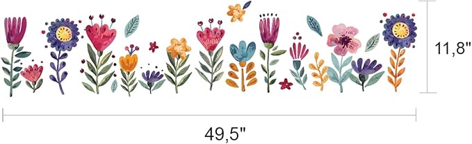 Flowers Wall Decals for Girls Bedroom - Children DIY Wall Art Stickers for Classroom, Nursery, playroom - Preschool Floral Peel and Stick Decor