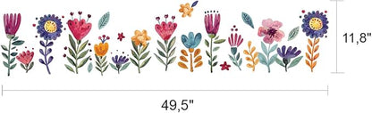 Flowers Wall Decals for Girls Bedroom - Children DIY Wall Art Stickers for Classroom, Nursery, playroom - Preschool Floral Peel and Stick Decor
