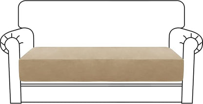 MAXIJIN Velvet Stretch Couch Cushion Covers Soft Loveseat Cushion Cover Replacement Sofa Seat Cushion Slipcovers RV Protector with Elastic Bottom (1 Piece Loveseat Cushion Cover, Camel)