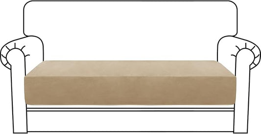 MAXIJIN Velvet Stretch Couch Cushion Covers Soft Loveseat Cushion Cover Replacement Sofa Seat Cushion Slipcovers RV Protector with Elastic Bottom (1 Piece Loveseat Cushion Cover, Camel)