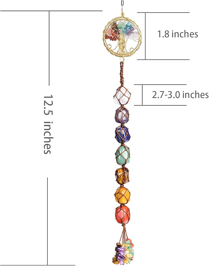 Anjiucc Handmade Crystal Window Car Hanging Ornaments 7 Chakra Home Ornament Yoga Meditation Car Decoration（A-Style 13）