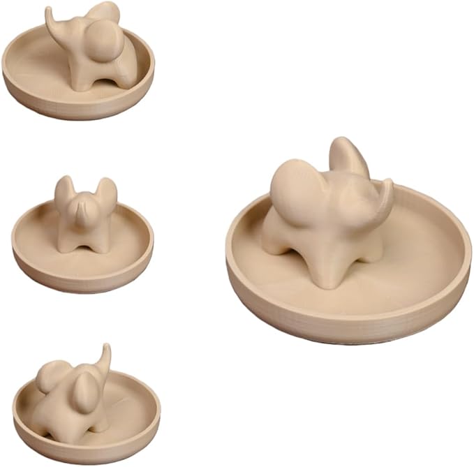 Marble Pattern Baby Elephant Ring Tray | 3D Printed Resin Desk Organizer & Jewelry Dish | Cute Home Decor for Women, Unique Gift for Her, Christmas, Birthday (Apricot elephant)