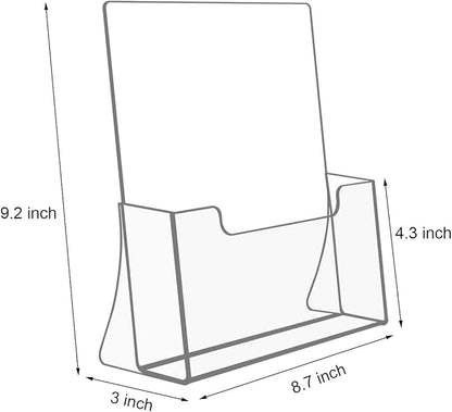 NIUBEE 6 Pack Acrylic Brochure Holder 8.5 x 11 inches, Clear Acrylic Literature Holder Plastic Flyer Display Stand, Acrylic Countertop Organizer for Magazine, Pamphlet, Booklets, Menu, Journals