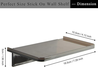 JDYOOMI Acrylic Floating Wall Shelves - Small Stick-on Wall Mounted Phone Shelf Holder Wipes Rack Smart Speaker Shelf for Bathroom,Kitchen,Toilet,Bedroom,Office - Translucent Grey