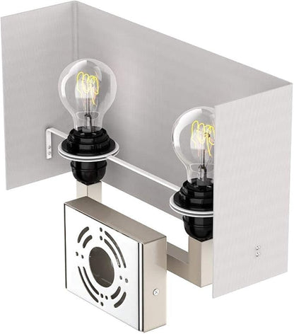 Wall Sconces Set of two Modern Bathroom Light Fixtures with Outlet Indoor Bedside Wall Lamps Set with USB Ports and Outlet, E26 Base, 120V, Brushed Nickel Finish, Iron Body, White Fabric Shade