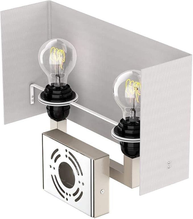 Wall Sconces Set of two Modern Bathroom Light Fixtures with Outlet Indoor Bedside Wall Lamps Set with USB Ports and Outlet, E26 Base, 120V, Brushed Nickel Finish, Iron Body, White Fabric Shade