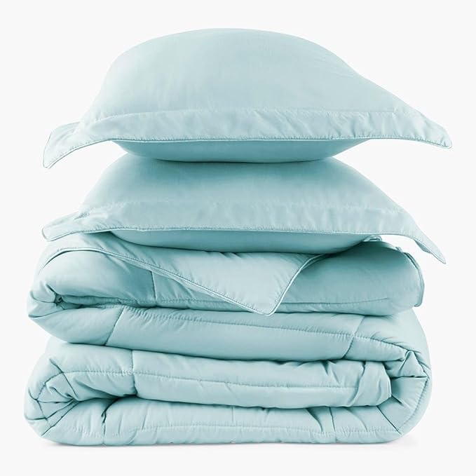 PeachSkinSheets Night Sweats: The Original 1500TC Soft Super Full/XL Full Oversized Comforter Set Beach Blue
