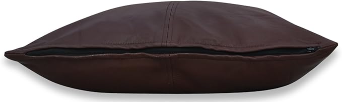 Genuine Lamb Leather Cushion Pillow Cover - Luxury Leather Pillow Case - Modern, Boho, Farmhouse Home Decor - Bedroom Couch, Living Room, Sofa Bed (Brown, 18" x 18")