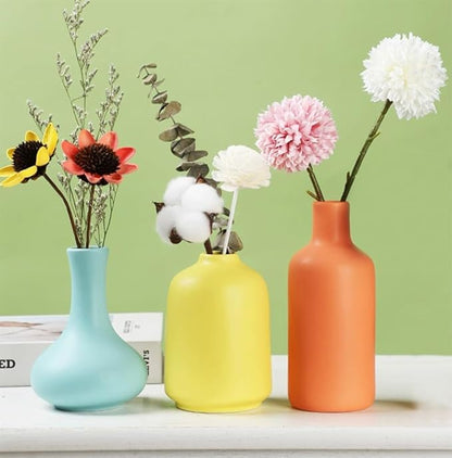 Ceramic Colorful Flower Vase for Home Desk Bookshelf Decor Modern Farmhouses Tabletop Small Cute Vases,Set of 3