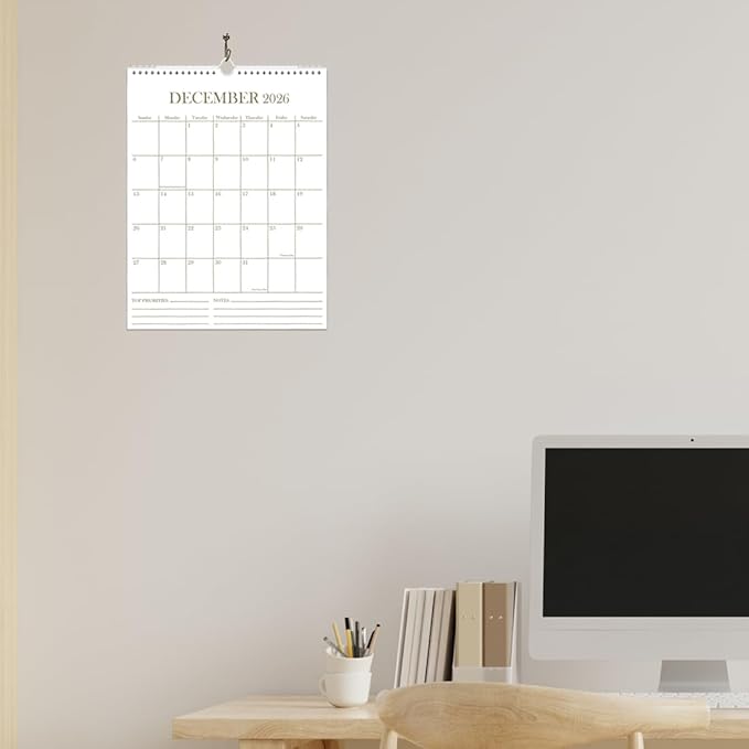 2026 Wall Calendar - 18 Months Calendar from January 2026 - June 2027, Calendar 2026 with Thick Paper, 8.5" x 11", Vertical Calendar, Golden
