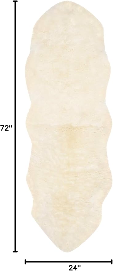 SAFAVIEH Sheep Skin Collection Runner Rug - 2' x 6', Natural & White, Handmade Rustic Glam Genuine Pelt, 3.4-inch Thick Ideal for High Traffic Areas in Living Room, Bedroom (SHS211A)