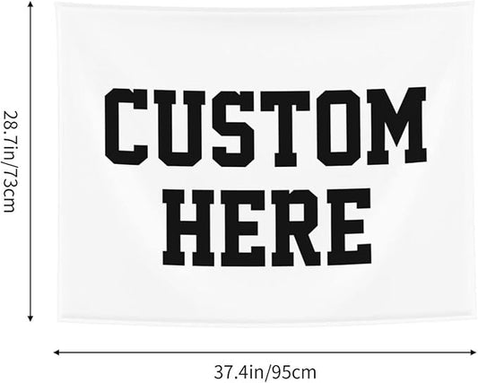Custom Wall Tapestry Personalized Image Text Custom Tapestry Wedding Funny Backdrop 37''W X 29''L Tapestries, White,Dormitory