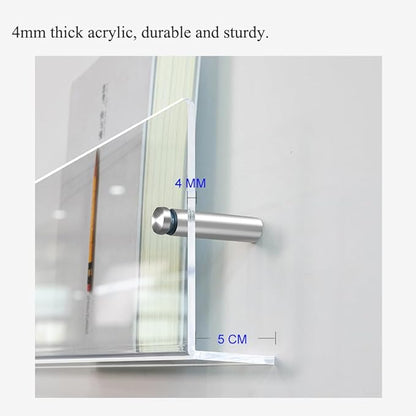 DuvinDD 2 Pack Acrylic Magazine Holder Rack Brochure Holder Wall Mount 24 inch Clear Hanging Magazine Rack Floating Bookshelf for Literature Pamphlet Organizer for Room Office, with Mounting Kit