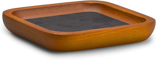 Oirlv Solid Wood Jewelry Display Tray Small Jewelry Tray Rings Earrings Bracelets Necklace Holder Organizer (Small, Grey)
