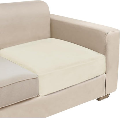 NAISI Couch Cushion Covers 1 Piece Velvet Stretch Sofa Seat Covers or Backrest Covers Soft Individual Couch Covers for Sectional Sofa(1 PC for Seat Cushion or Backrest,Cream)