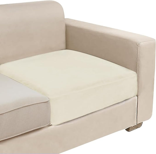 NAISI Couch Cushion Covers 1 Piece Velvet Stretch Sofa Seat Covers or Backrest Covers Soft Individual Couch Covers for Sectional Sofa(1 PC for Seat Cushion or Backrest,Cream)