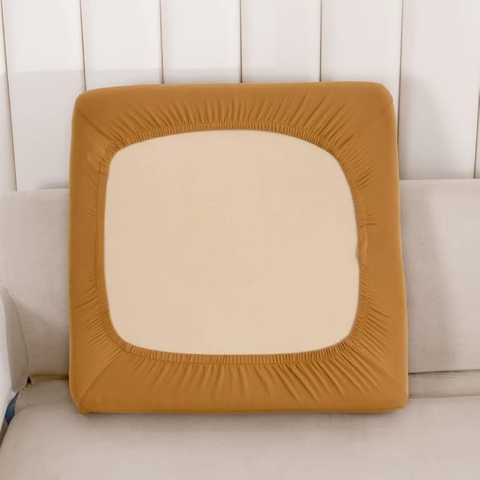 HOOBUY Waterproof Couch Cushion Cover 2Pieces Stretch Sofa Slipcovers Furniture Protector with Elastic Suitable for Loveseat,2 Seater Sofa (2, Camel)