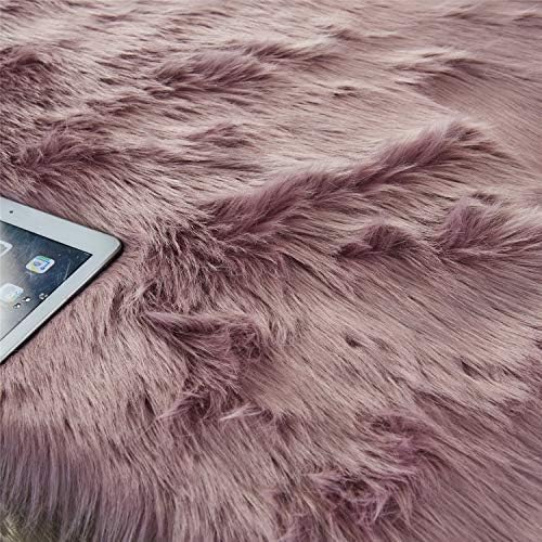 EasyJoy Ultra Soft Fluffy Rugs Faux Fur Rug Chair Cover Seat Pad Fuzzy Area Rug (Light Purple, 2x6 ft Rectangle)