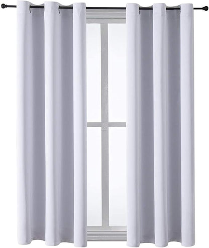 ChrisDowa Grommet Room Darkening Curtains for Bedroom and Living Room - 2 Panels Set Thermal Insulated Blackout Curtains (Greyish White, 42W x 63L)