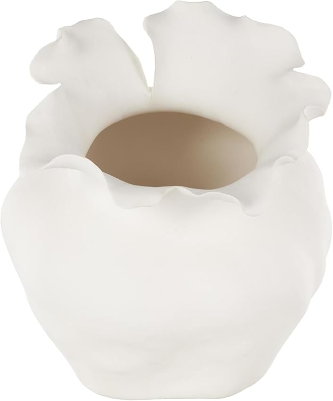 Deco 79 Ceramic Abstract Decorative Vase Floral Inspired Centerpiece Vase, Flower Vase for Home Decoration 11" x 11" x 13", White