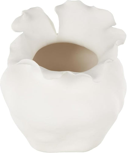 Deco 79 Ceramic Abstract Decorative Vase Floral Inspired Centerpiece Vase, Flower Vase for Home Decoration 11" x 11" x 13", White