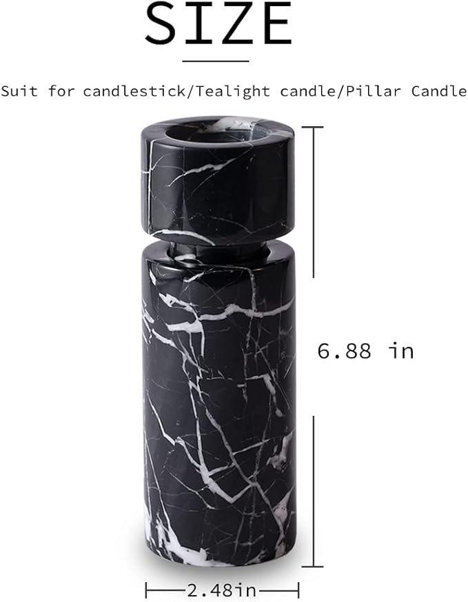 Candle Holder Real Luxurious Natural Marble Candlestick Holder for Wedding Dinning Party, Candle Stand for Scented Candle, Candlestick, Taper Candle Pillar Candle, Tealight Candles (A Style)