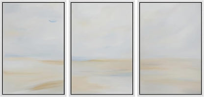 MUDECOR Framed Wall Art Print Set Minimalist Coastal Horizon in Soft Blue and Sand Colors Illustrations Modern Art Boho Decorative Chic for Living Room, Bedroom, Office - 24"x36"x3 White