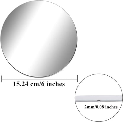 Aneco 10 Pack Acrylic Round Mirrors Non Glass Round Mirror Plate Self Adhesive Mirror Stickers for Home Wall Decor or Wedding Table Centerpiece, 6 Inches, (Thickness 2 mm)