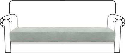 MAXIJIN Velvet Stretch Couch Cushion Covers Soft Sofa Cushion Cover Replacement Sofa Seat Cushion Slipcovers Furniture Protector with Elastic Bottom (1 Piece Sofa Cushion Cover, Silver Grey)