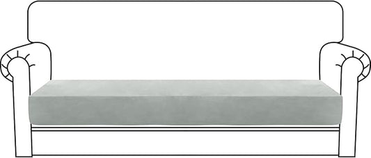 MAXIJIN Velvet Stretch Couch Cushion Covers Soft Sofa Cushion Cover Replacement Sofa Seat Cushion Slipcovers Furniture Protector with Elastic Bottom (1 Piece Sofa Cushion Cover, Silver Grey)