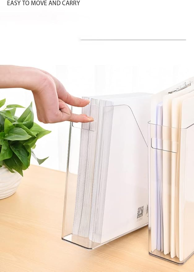 Magazine Holder, Clear Plastic Vertical File Magazine Organizer, Desktop File Magazine Book Storage Shelf for Office Desk(2PCS)