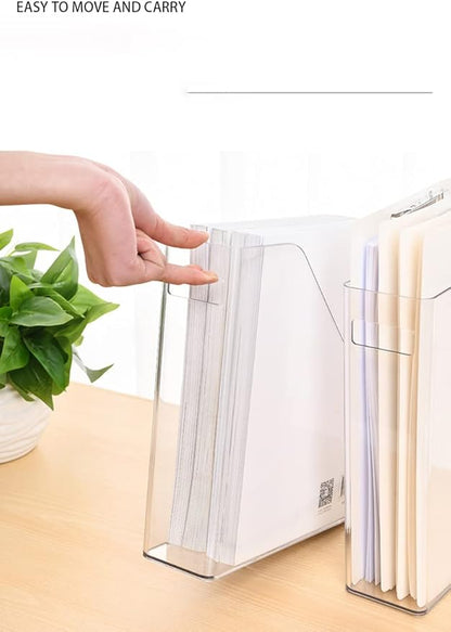 Magazine Holder, Clear Plastic Vertical File Magazine Organizer, Desktop File Magazine Book Storage Shelf for Office Desk(2PCS)