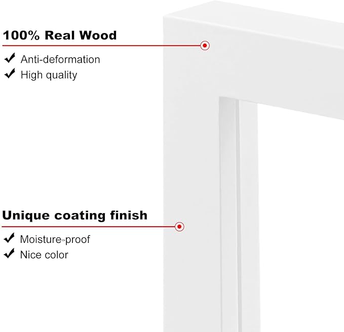 KINLINK 10x12 Picture Frame White, Solid Wood Frames with Acrylic Plexiglass for Pictures 7x9 with Mat or 10x12 without Mat, Tabletop and Wall Display Photo Frame, Set of 4