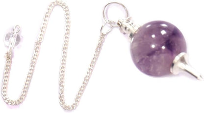 L PEDRA & CRYSTAL Amethyst Crystal Ball Pendulum | Polished Gemstone Sphere with Chain for Dowsing, Divination & Décor | Spiritual Energy Work Pendant