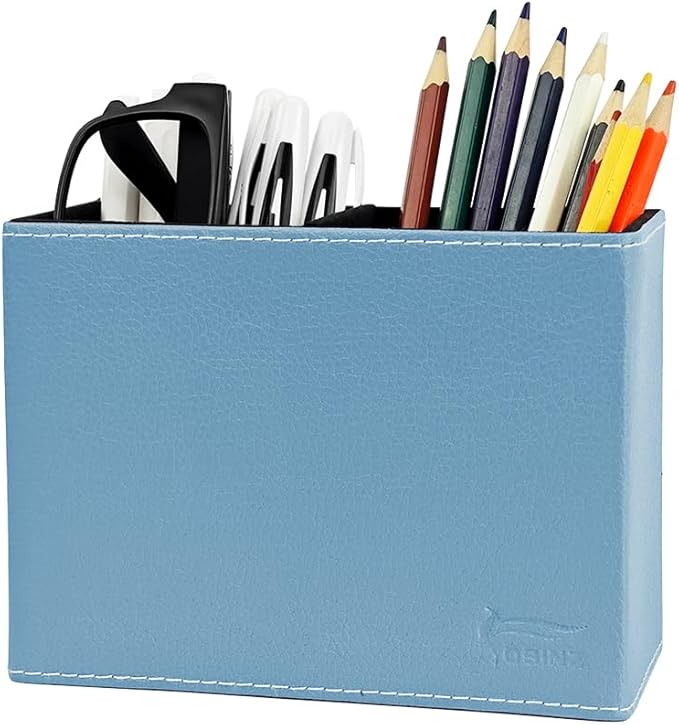 Pen Pencil Holder Cup Container PU Leather Desk Organizer Stand Decor Brush Scissor Holder Decoration Office Desk Home School