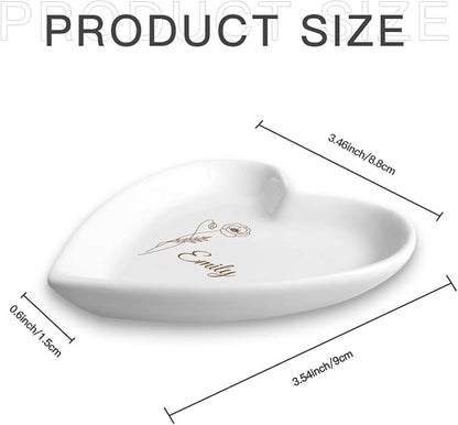 Customized Trinket Tray Dish - Ceramic Jewelry Dish for Rings, Earrings, Bracelets (Weddings, Bridesmaids, Personalized Gifts)