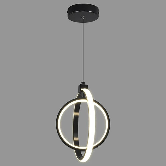 Modern LED Pendant Lights Plated Black Farmhouse Ring Pendant Light Fixtures 4000K Dimmable Round Pendant Lighting for Dining Room Kitchen Island Bedroom Living Room Foyer（1-Pack）