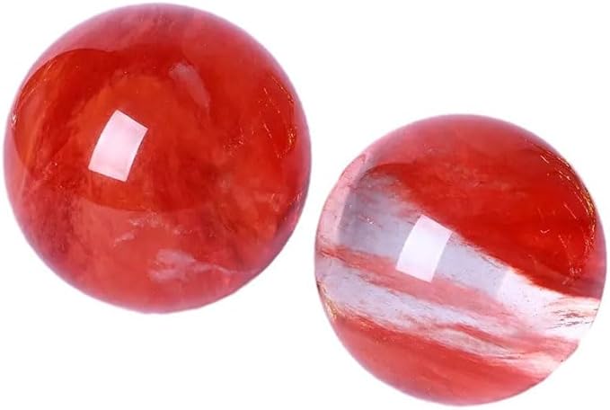 Red Healing Crystal Gemstone Sphere Ball for Reiki Balancing Meditation Energy Home and Office Decoration (8cm, Artificial Crystal)