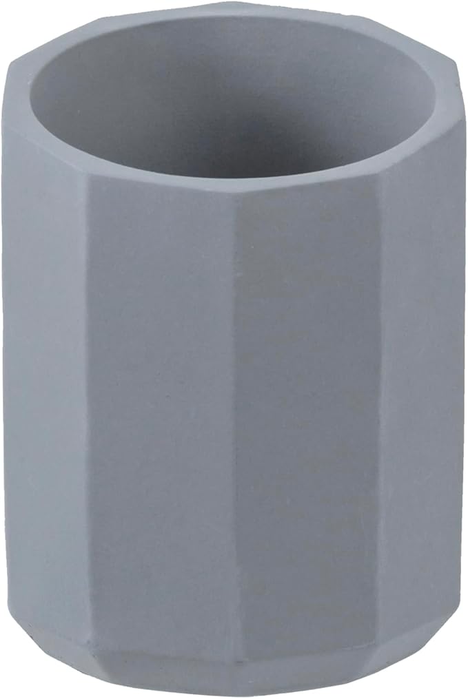 MyGift Pen Holder Pencil Holder For Desk Desktop Pen Cup Holder Gray Concrete 3.5 Inch Round Modern Office Desk Organizer