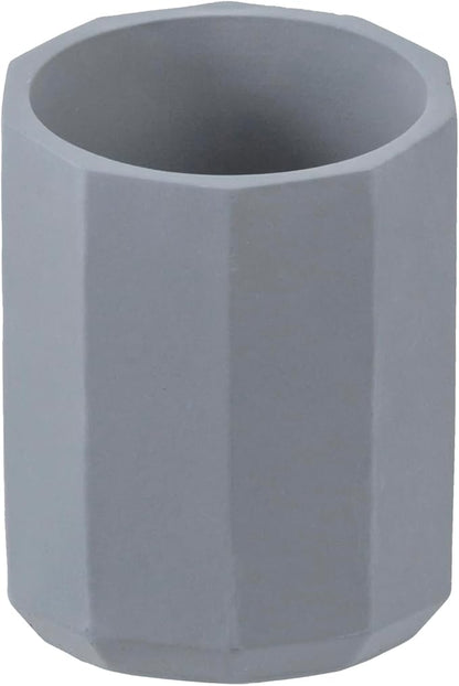 MyGift Pen Holder Pencil Holder For Desk Desktop Pen Cup Holder Gray Concrete 3.5 Inch Round Modern Office Desk Organizer
