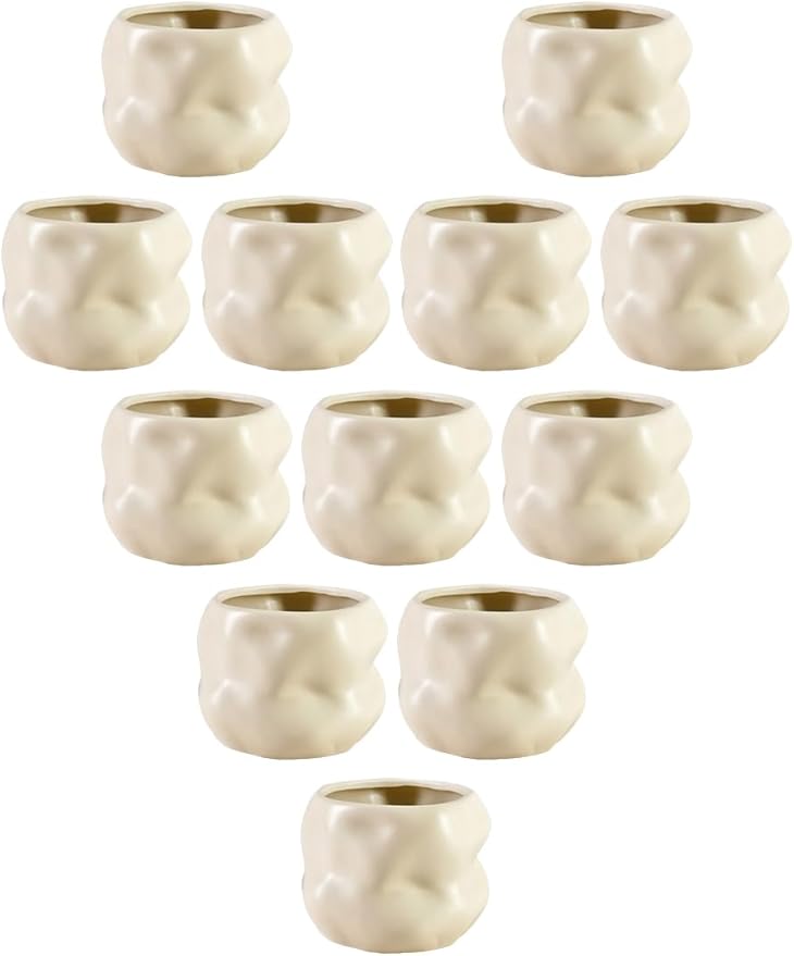 Serene Spaces Living Ceramic Sculptural Vase, Modern Organic Vase for Home, Event Decor, Table Centerpiece, or Gifting - Perfect for Fresh or Dried Flowers, 6.5" Diameter & 5" Tall, Pack of 12